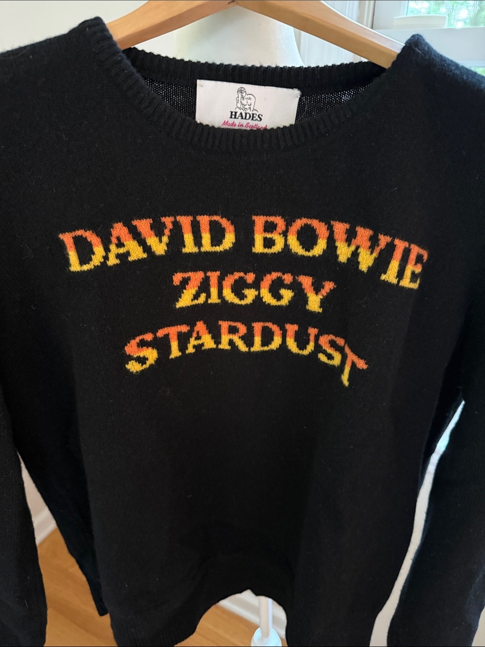 HADES David Bowie Ziggy Stardust Black Sweater Handcrafted in 🏴󠁧󠁢󠁳󠁣󠁴󠁿 Scotland M